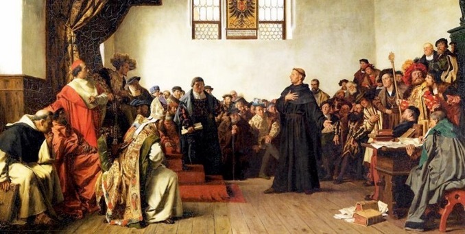 Lutero frente a Cayetano, en la Dieta de Worms en 1521, pintura de Anton von Werner