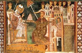 LA DONACIÓN DE CONSTANTINO SILVESTRE I Y CONSTATINO I EN UN FRESCO DEL SIGLO XIII