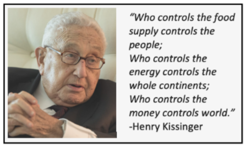 KISSINGER QUIEN CONTROLA EL SUMINISTRO DE ALIMENTOS, CONTROLA A LA GENTE