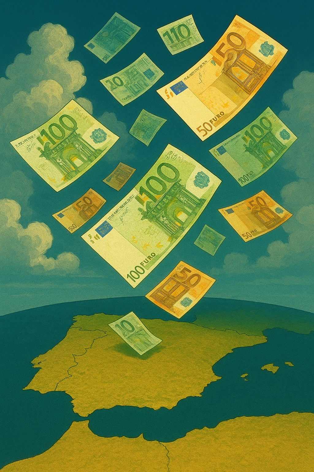 DINERO EUROPEO CAE SOBRE  ESPAÑA ChatGPT