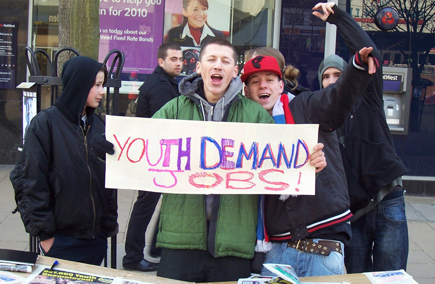 PROTESTA POR EL DESEMPLEO JUVENIL EN UK