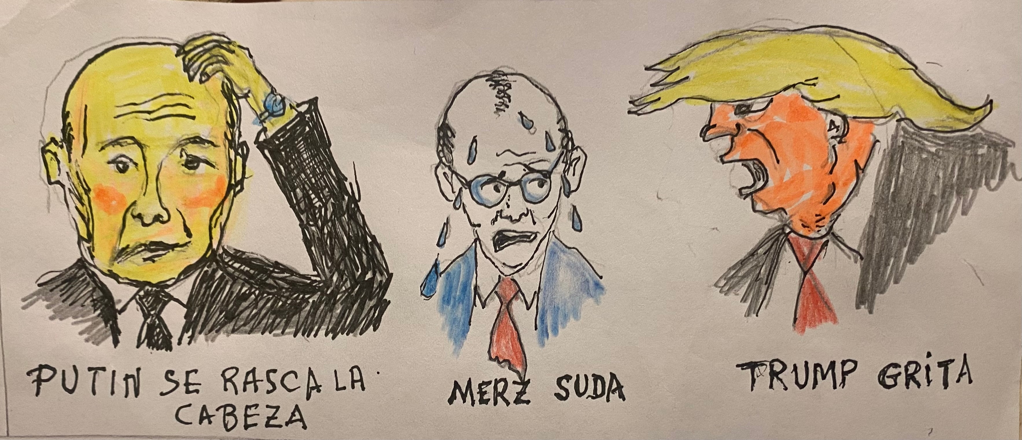 PUTIN SE RASCA,MERZ SUDA Y TRUMP. GRITA