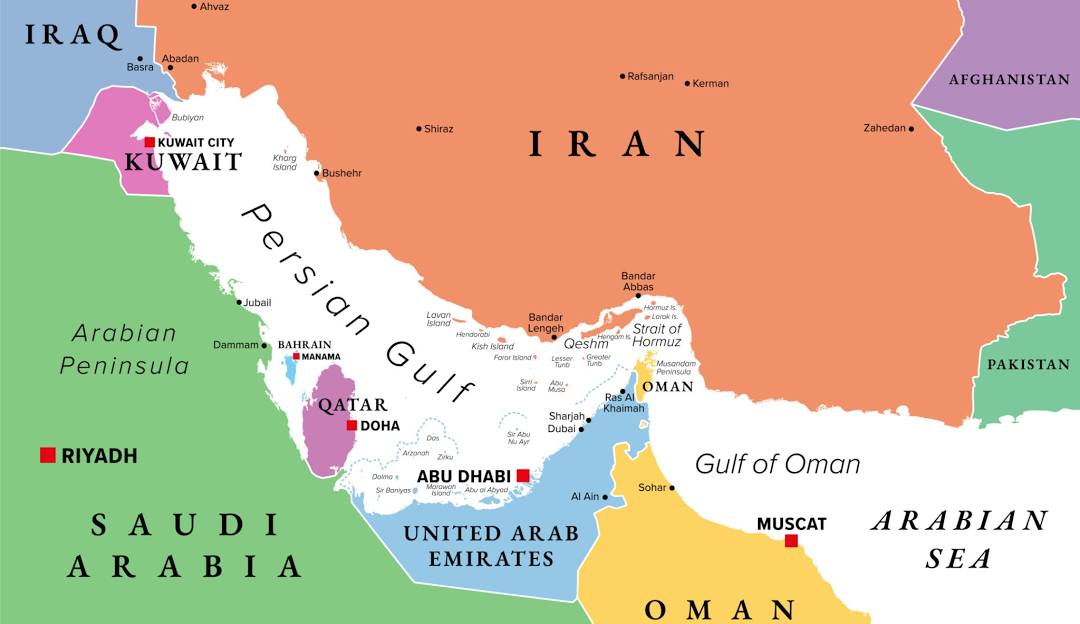El estratégico estrecho de  Ormuz punto esencial del conflicto béico de Estados Unidos e Irán.