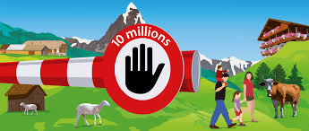 Afiche de campaña de la iniciativa xenofóbica a favor de controlar la población en Suiza